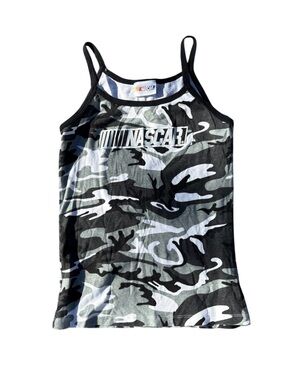 NASCAR Y2K Style Camo Tank Top Black Gray Cami S